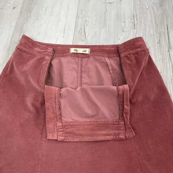 Madewell Pink Double Zip Front Faux Velvet Tight Above Knee Mini Skirt 4 - Picture 4 of 9